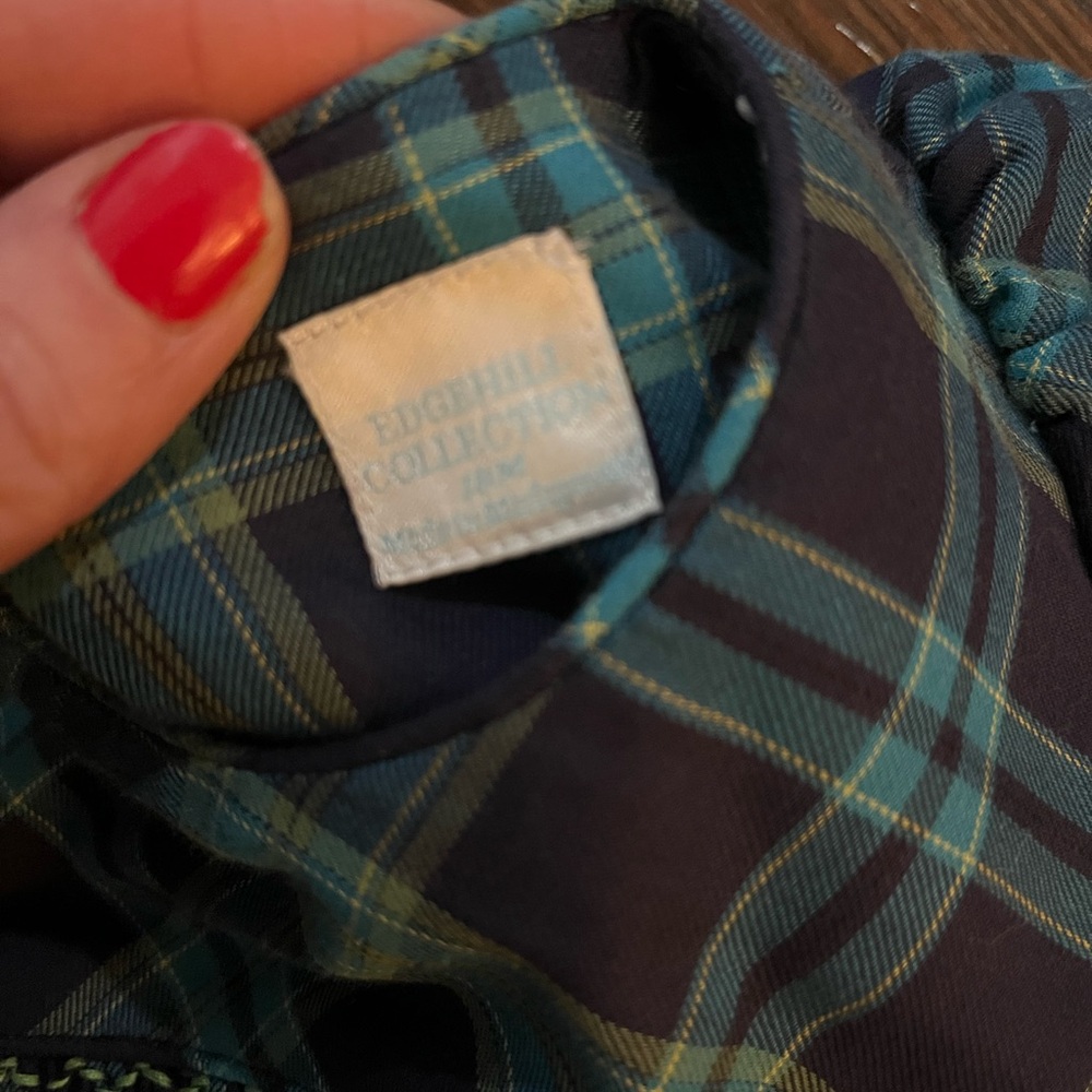 Edgehill Collection Navy and Green Plaid Dress with smocking details 18 months - Picture 7 of 8